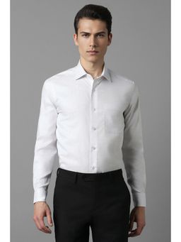 Louis Philippe - Men White Classic Fit Textured Full Sleeves Formal Shirt