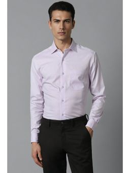 Louis Philippe - Men Lilac Classic Fit Textured Full Sleeves Formal Shirt