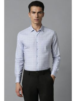 Louis Philippe - Men Blue Slim Fit Checks Full Sleeves Formal Shirt