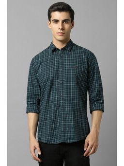 Louis Philippe - Men Navy Slim Fit Checks Full Sleeves Casual Shirt