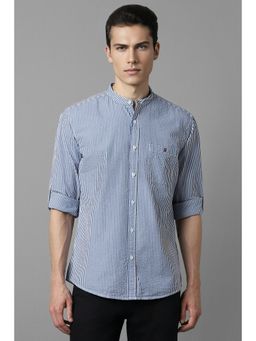 Louis Philippe - Men Blue Slim Fit Stripe Full Sleeves Casual Shirt