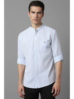 Louis Philippe - Men Blue Slim Fit Self Design Full Sleeves Casual Shirt