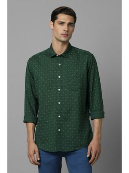 Louis Philippe - Men Green Slim Fit Print Full Sleeves Casual Shirt