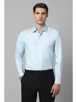 Louis Philippe - Men Blue Classic Fit Textured Full Sleeves Formal Shirt
