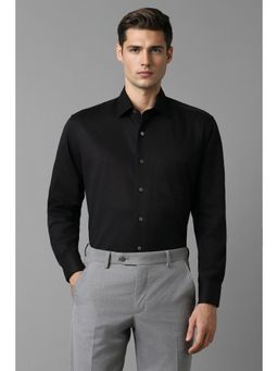 Louis Philippe - Men Black Classic Fit Textured Full Sleeves Formal Shirt