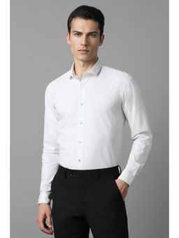 Louis Philippe - Men White Super Slim Fit Solid Full Sleeves Casual Shirt