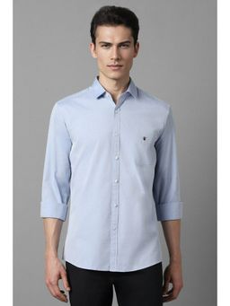 Louis Philippe - Men Blue Slim Fit Solid Full Sleeves Casual Shirt