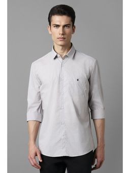 Louis Philippe - Men Grey Slim Fit Print Full Sleeves Casual Shirt