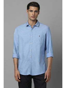 Louis Philippe - Men Blue Slim Fit Solid Full Sleeves Casual Shirt