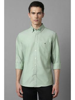 Louis Philippe - Men Green Slim Fit Solid Full Sleeves Casual Shirt