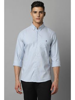 Louis Philippe - Men Blue Slim Fit Stripe Full Sleeves Casual Shirt