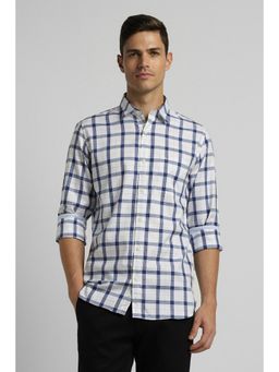 Peter England - Men Blue Slim Fit Checks Full Sleeves Casual Shirt