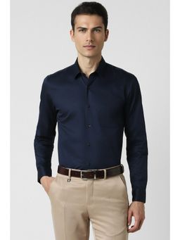 Peter England - Men Navy Slim Fit Full Sleeves Formal Shirt