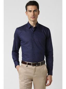 Peter England - Men Navy Slim Fit Full Sleeves Formal Shirt