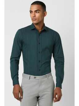 Peter England - Men Green Super Slim Fit Full Sleeves Formal Shirt