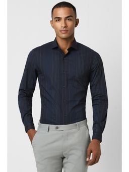 Peter England - Men Navy Super Slim Fit Full Sleeves Formal Shirt