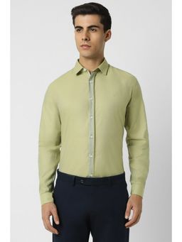 Van Heusen - Men Green Slim Fit Solid Full Sleeves Party Shirt