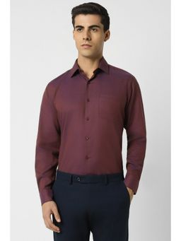 Van Heusen - Men Maroon Regular Fit Textured Full Sleeves Wedding Shirt