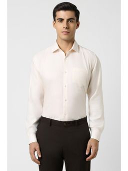 Van Heusen - Men Cream Regular Fit Textured Full Sleeves Formal Shirt