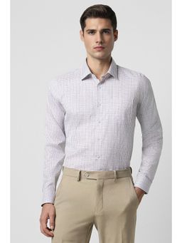 Van Heusen - Men White Slim Fit Checks Full Sleeves Formal Shirt