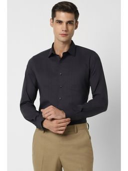 Van Heusen - Men Black Slim Fit Checks Full Sleeves Formal Shirt