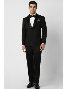 Van Heusen - Men Black Textured Slim Fit Wedding Suit (Set of 3)