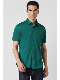 Van Heusen - Men Green Slim Fit Solid Half Sleeves Casual Shirt