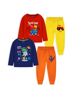 Trampoline - Multi-Color Printed Relaxed Fit T-Shirts and Joggers (Pack of 2)