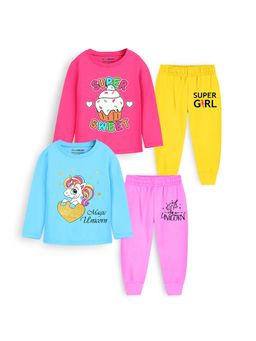 Trampoline - Multi-Color Printed Relaxed Fit T-Shirts and Joggers (Pack of 2)