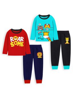 Trampoline - Multi-Color Printed Relaxed Fit T-Shirts and Joggers (Pack of 2)