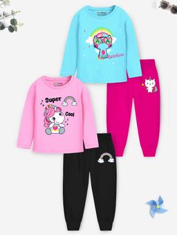 Trampoline - Multi-Color Printed Relaxed Fit T-Shirts and Joggers (Pack of 2)