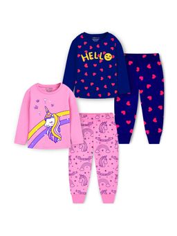 Trampoline - Multi-Color Printed Relaxed Fit T-Shirts and Joggers (Pack of 2)