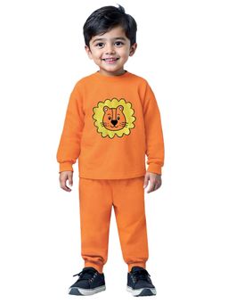 Trampoline - Orange Embroidered Relaxed Fit T-Shirts and Joggers