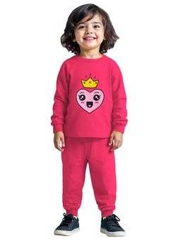 Trampoline - Pink Embroidered Relaxed Fit T-Shirts and Joggers