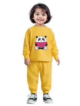 Trampoline - Yellow Embroidered Relaxed Fit T-Shirts and Joggers