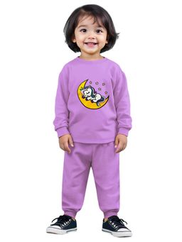 Trampoline - Purple Embroidered Relaxed Fit T-Shirts and Joggers