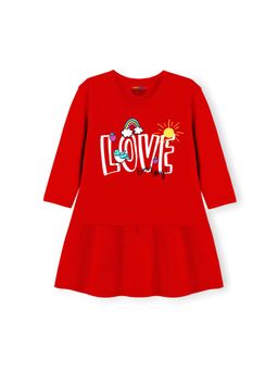 Trampoline - Red Printed A-Line Dress