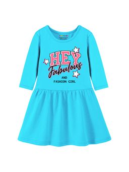 Trampoline - Blue Printed A-Line Dress