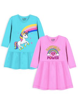 Trampoline - Multi-Color Printed A-Line Dress (Pack of 2)