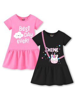 Trampoline - Multi-Color Printed A-Line Dress (Pack of 2)