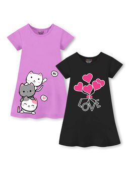 Trampoline - Multi-Color Printed A-Line Dress (Pack of 2)