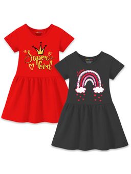 Trampoline - Multi-Color Printed A-Line Dress (Pack of 2)