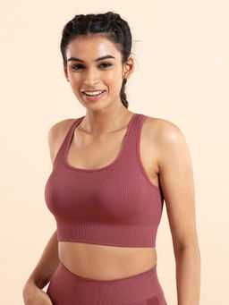 Nykd by Nykaa - Nykd All Day Seamless Sports Bra with removable cookies- NYK096 Roan Rogue