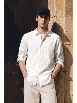 Snitch - Men White Stripes Full Sleeves Slim Casual Shirt