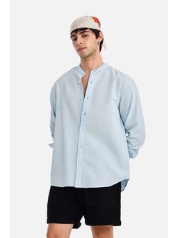 Snitch - Men Sky Blue Solid Full Sleeves Regular Fit Casual Shirt