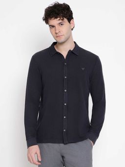 Guess - Men Black Solid Spread Collar Full Sleeves Shirt