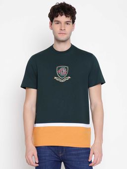 Guess - Men Green Embroidered Round Neck Half Sleeves T-shirt