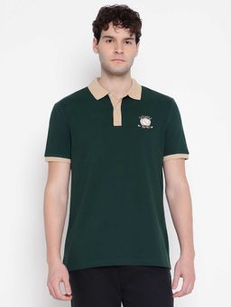 Guess - Men Green Solid Collared Half Sleeves Polo T-shirt