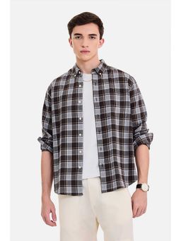 Snitch - Men Grey Checks Full Sleeves Regular Casual Shirt