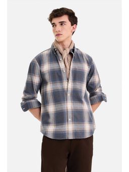 Snitch - Men Blue Checks Full Sleeves Regular Casual Shirt